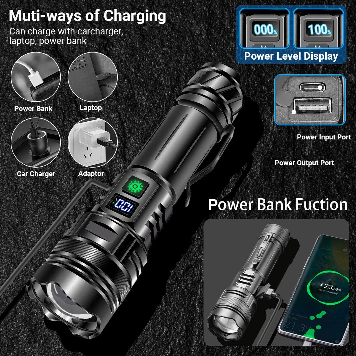 1-50Pack 50000000LM Super Bright LED Tactical Flashlight Rechargeable Work Light