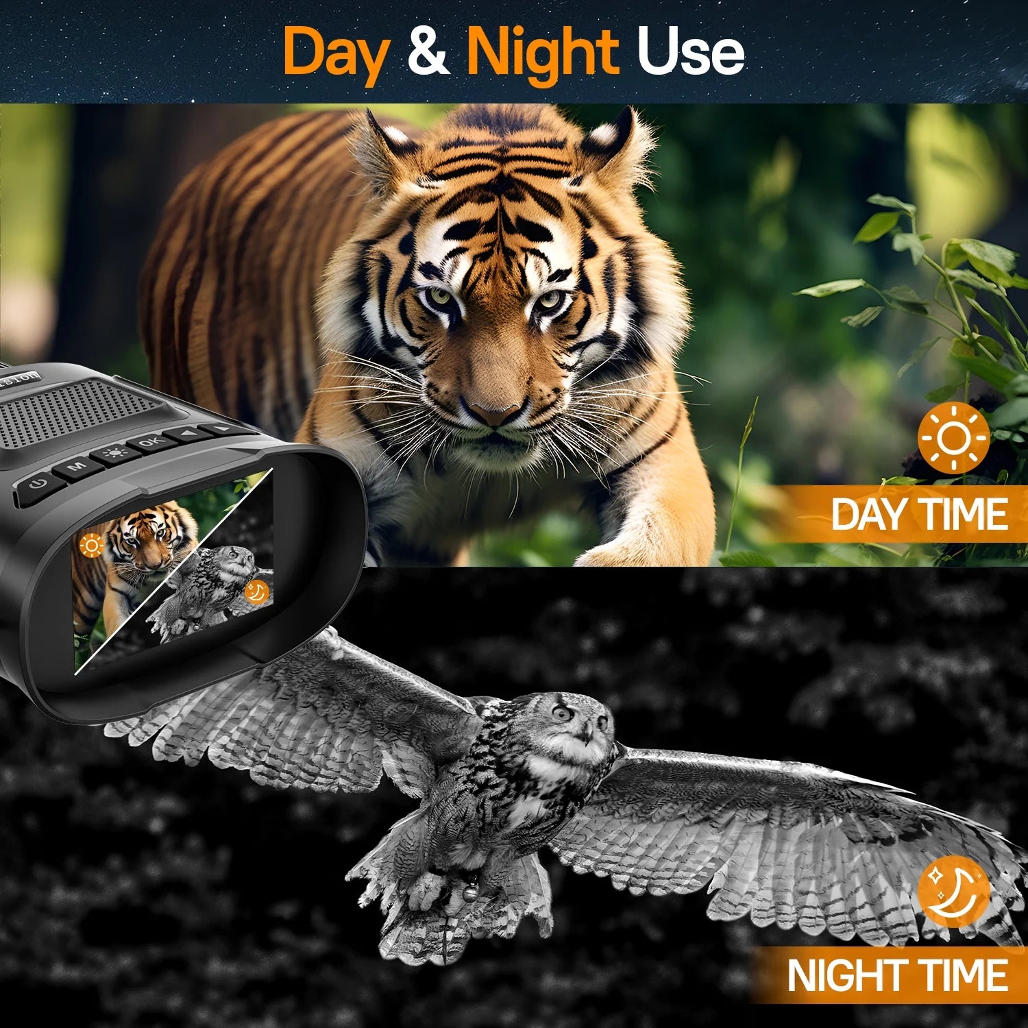 Night Vision Binoculars for Adults: 7 IR Infrared Levels, 3" IPS Night Vision Goggles for Day and Night, 32G SD Card for Photo & Video, 8X Digital Binoculars for Hunting Wildlife Watching