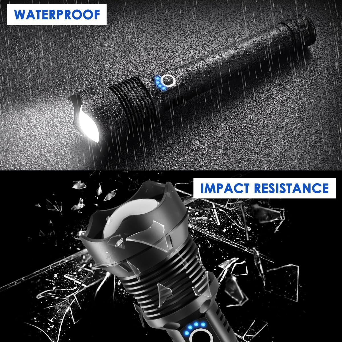 Flashlights High Lumen Rechargeable, Heavy Duty Rechargeable X92-Pro, Black