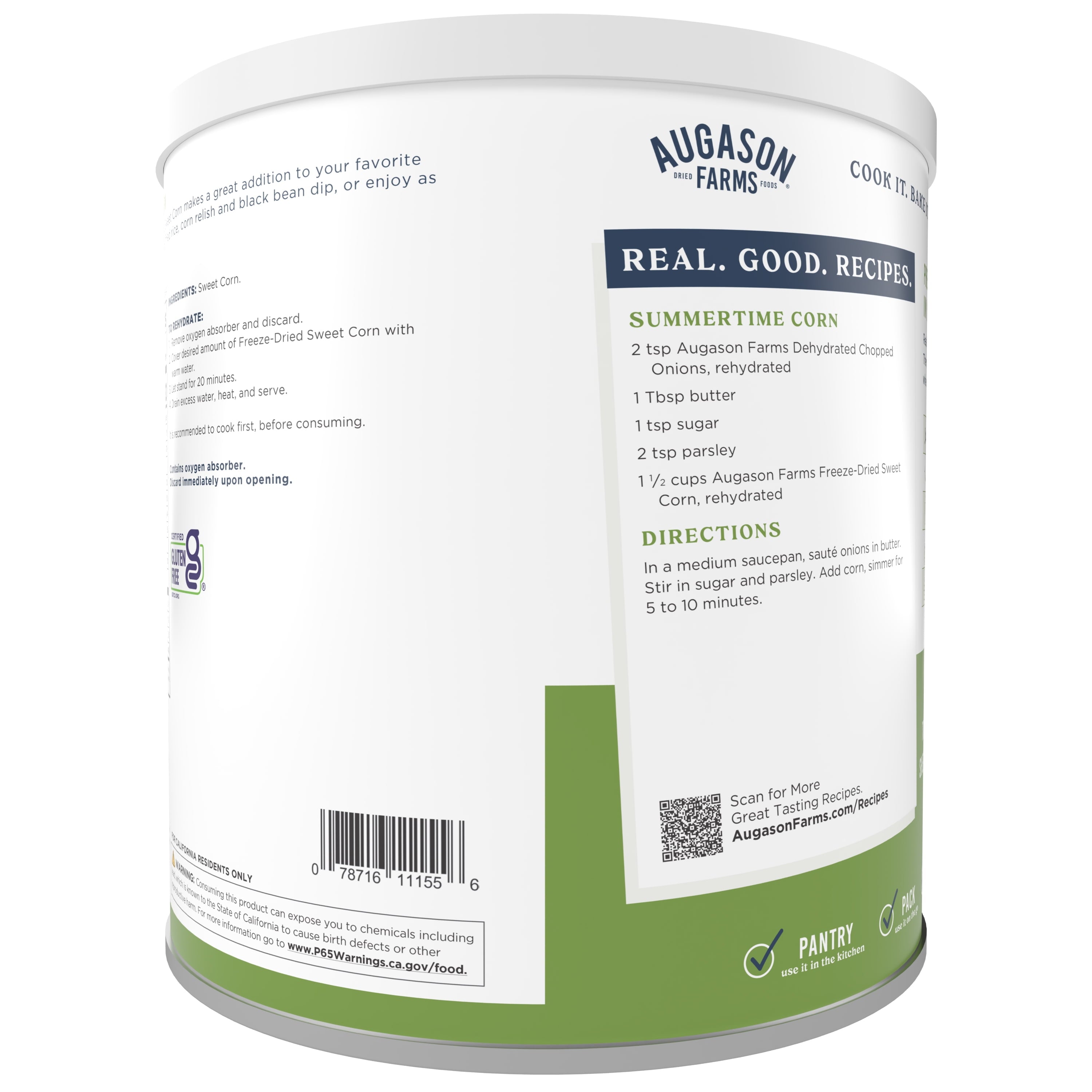 (3 Pack)  Freeze Dried Sweet Corn Can, Emergency Food Supply, Everyday Meals, 30 Servings