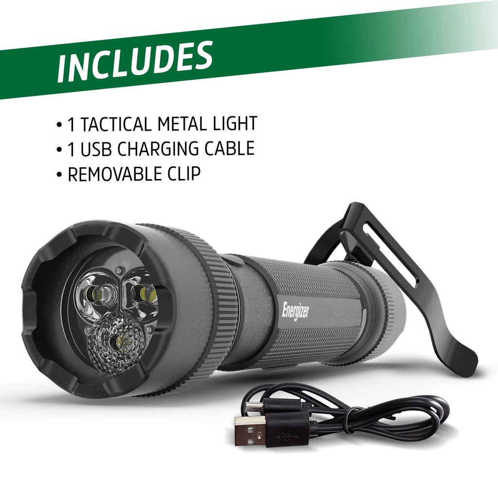 (2 Pack)  TAC-R 700 Rechargeable LED Flashlight, Bright 700 Lumens, Small Durable Tactical Design Torch, for Camping, EDC, Emergency, Running and Hunting, USB Charging Cable Included