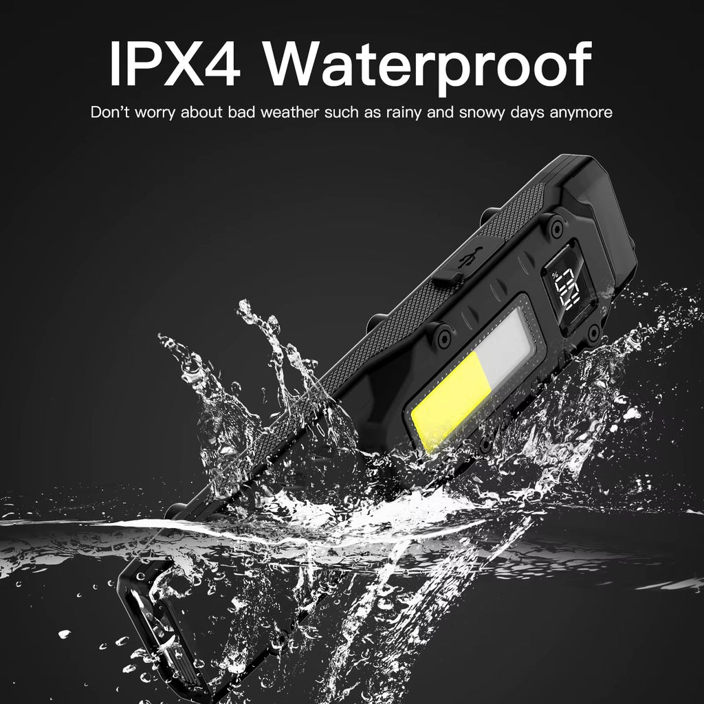 USB-C Rechargeable Tactical Flashlight 1500 Lumens Slim Flat Shape Torch with Spotlight Floodlight Strobe Modes Digital Display