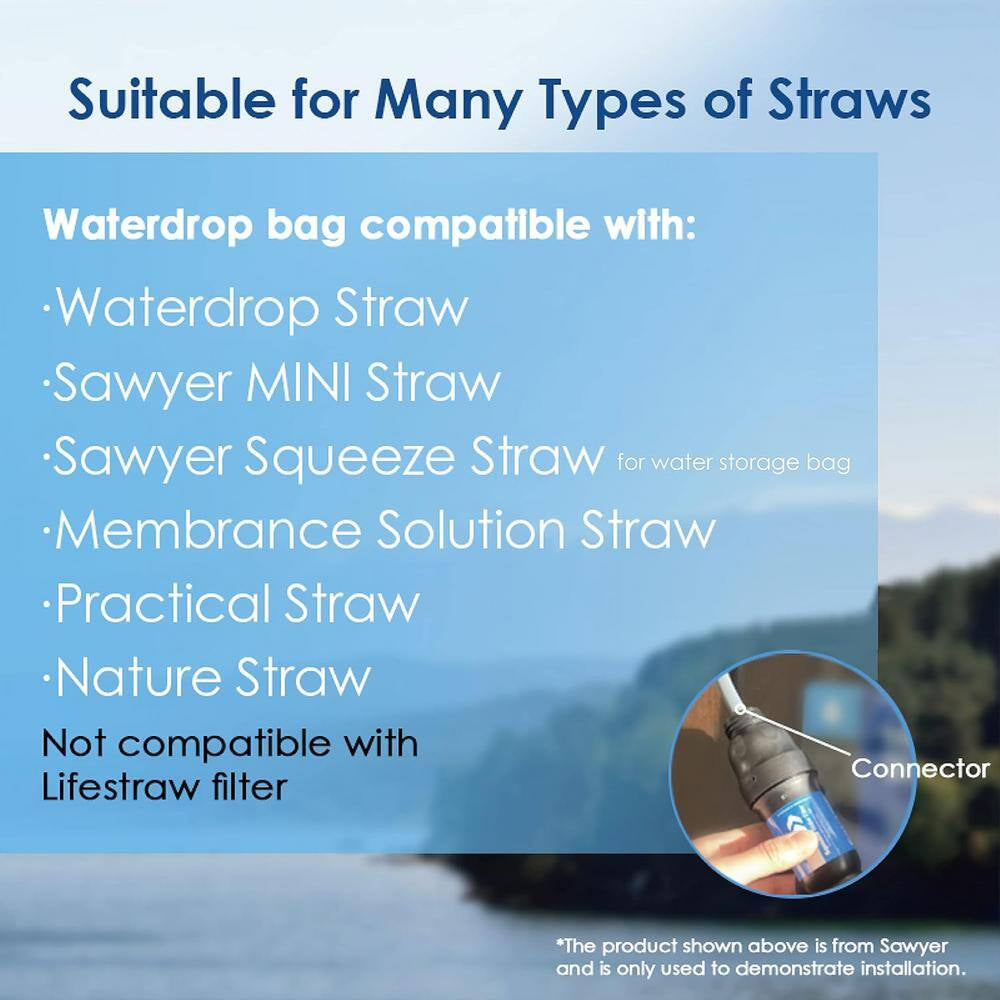 Water Filter, Water Filtration System Survival, 3 Pack, Blue Extra 6-Water Bags