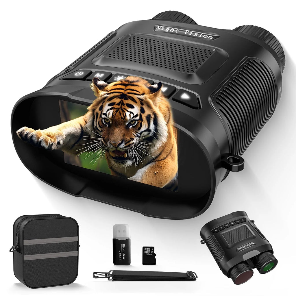 Night Vision Binoculars for Adults: 7 IR Infrared Levels, 3" IPS Night Vision Goggles for Day and Night, 32G SD Card for Photo & Video, 8X Digital Binoculars for Hunting Wildlife Watching