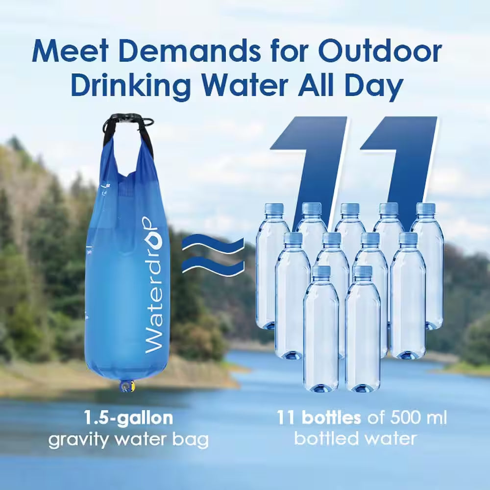 Water Filter, Water Filtration System Survival, 3 Pack, Blue Extra 6-Water Bags