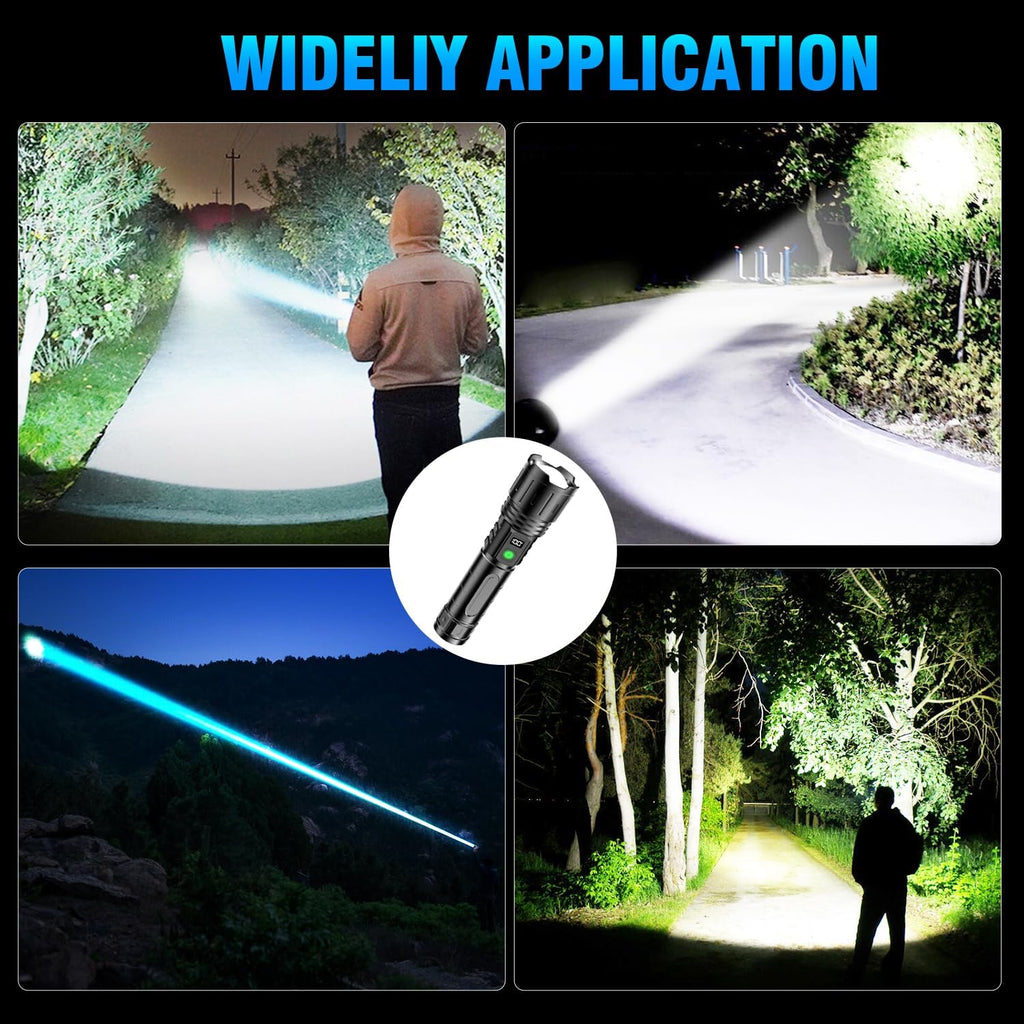 20000 Lumens Rechargeable Flashlight - Waterproof - 20H Runtime