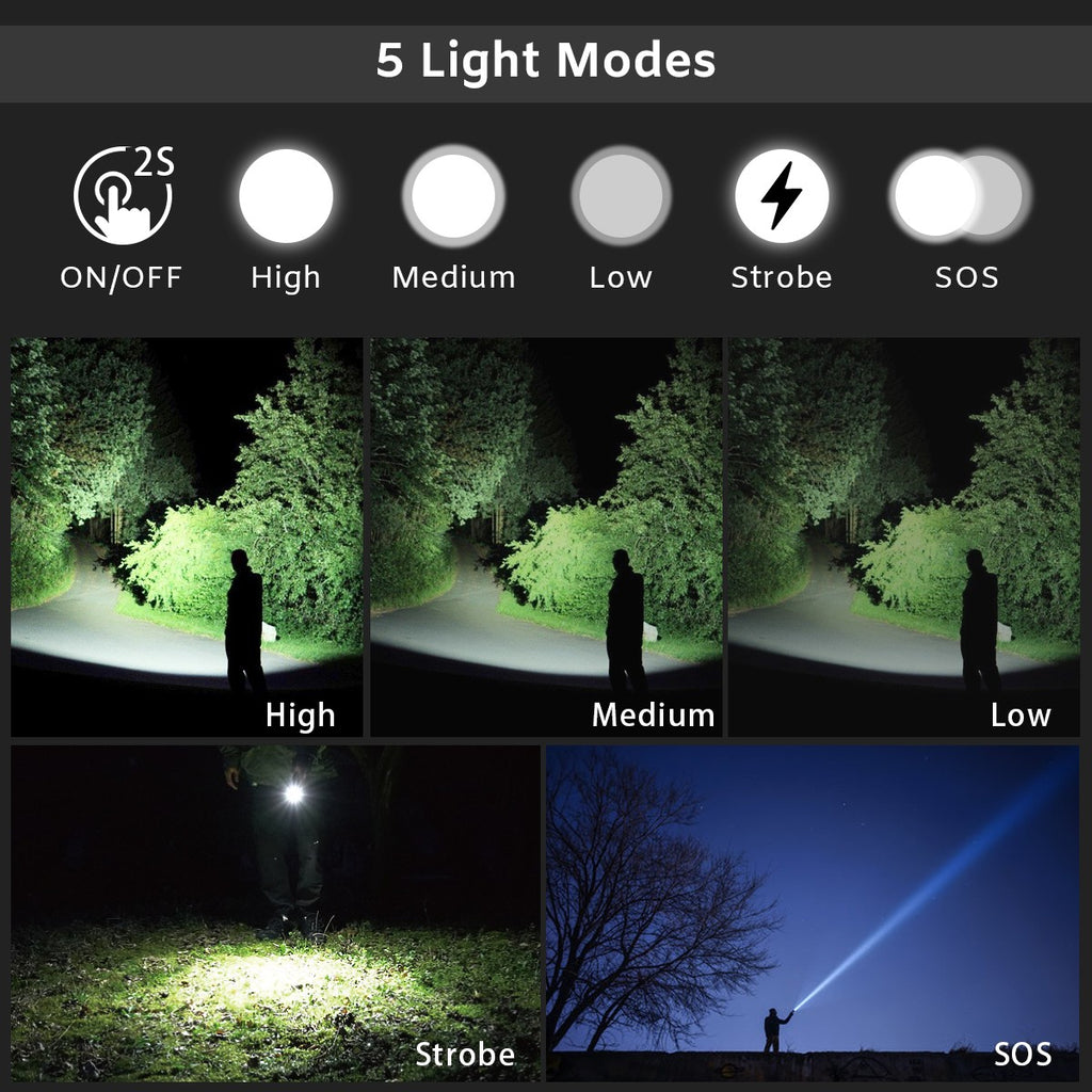 1-50Pack 50000000LM Super Bright LED Tactical Flashlight Rechargeable Work Light