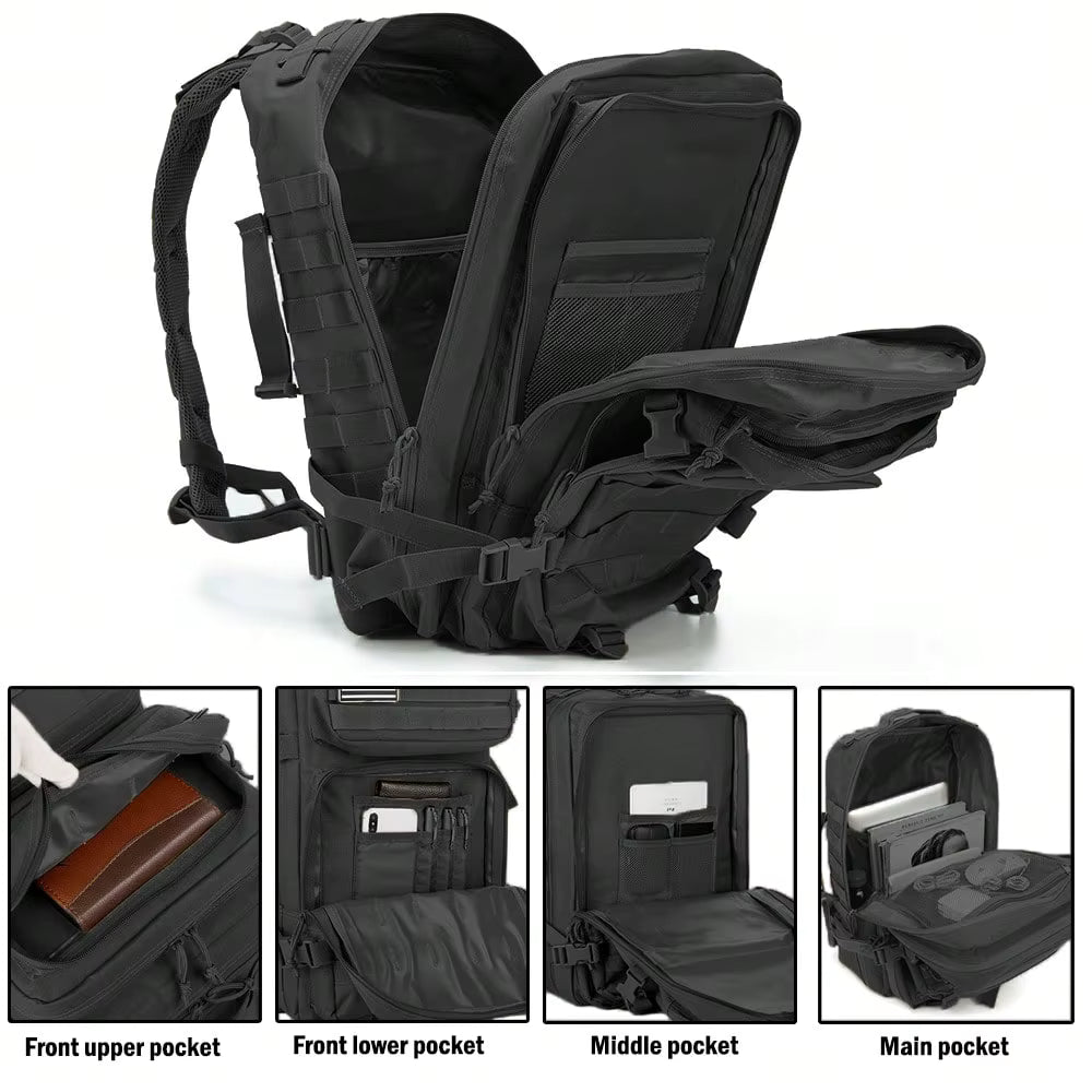 45L Tactical Backpack for Men, Heavy Duty Molle Assault Pack, 3 Day Bug Out Bag for Hiking, Trekking, Hunting, Survival & Gym