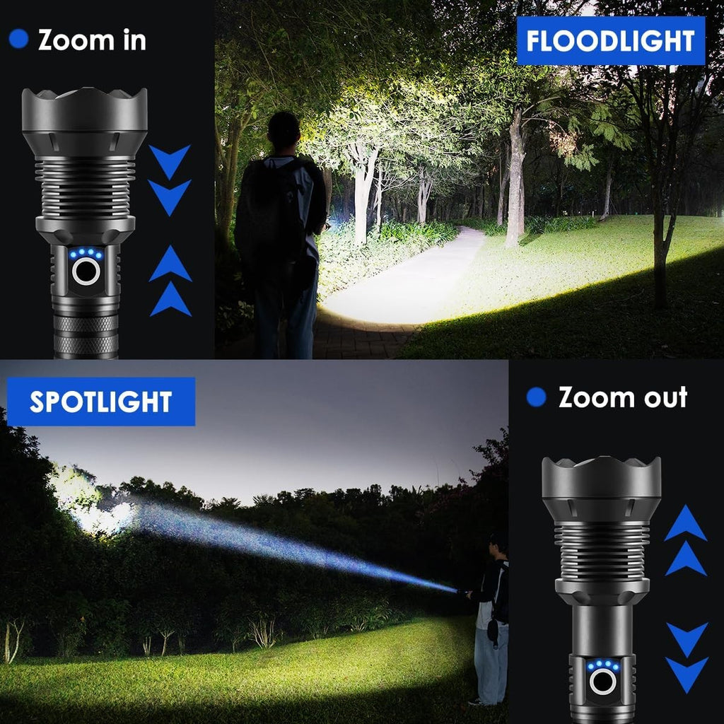 Flashlights High Lumen Rechargeable, Heavy Duty Rechargeable X92-Pro, Black