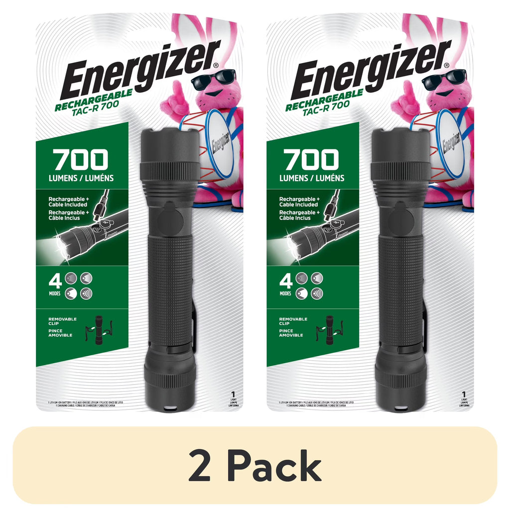 (2 Pack)  TAC-R 700 Rechargeable LED Flashlight, Bright 700 Lumens, Small Durable Tactical Design Torch, for Camping, EDC, Emergency, Running and Hunting, USB Charging Cable Included