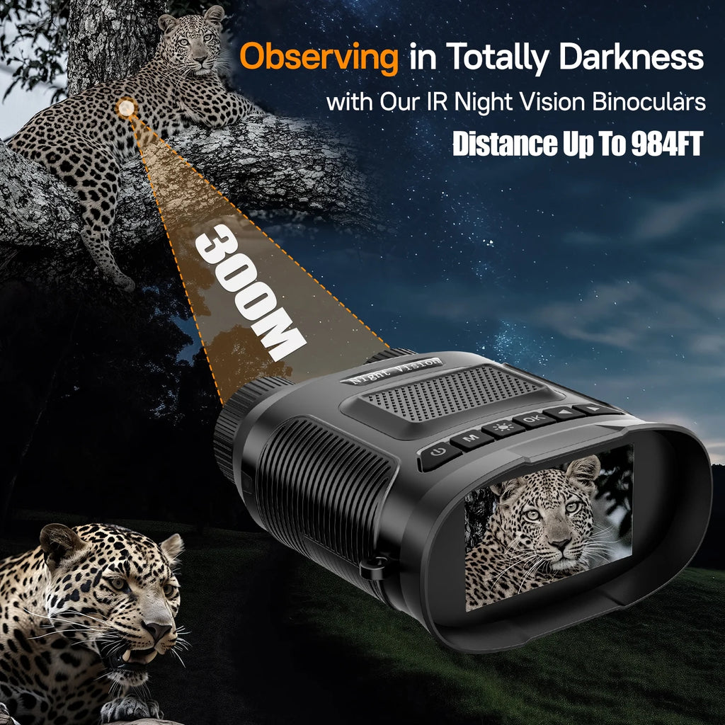 Night Vision Binoculars for Adults: 7 IR Infrared Levels, 3" IPS Night Vision Goggles for Day and Night, 32G SD Card for Photo & Video, 8X Digital Binoculars for Hunting Wildlife Watching