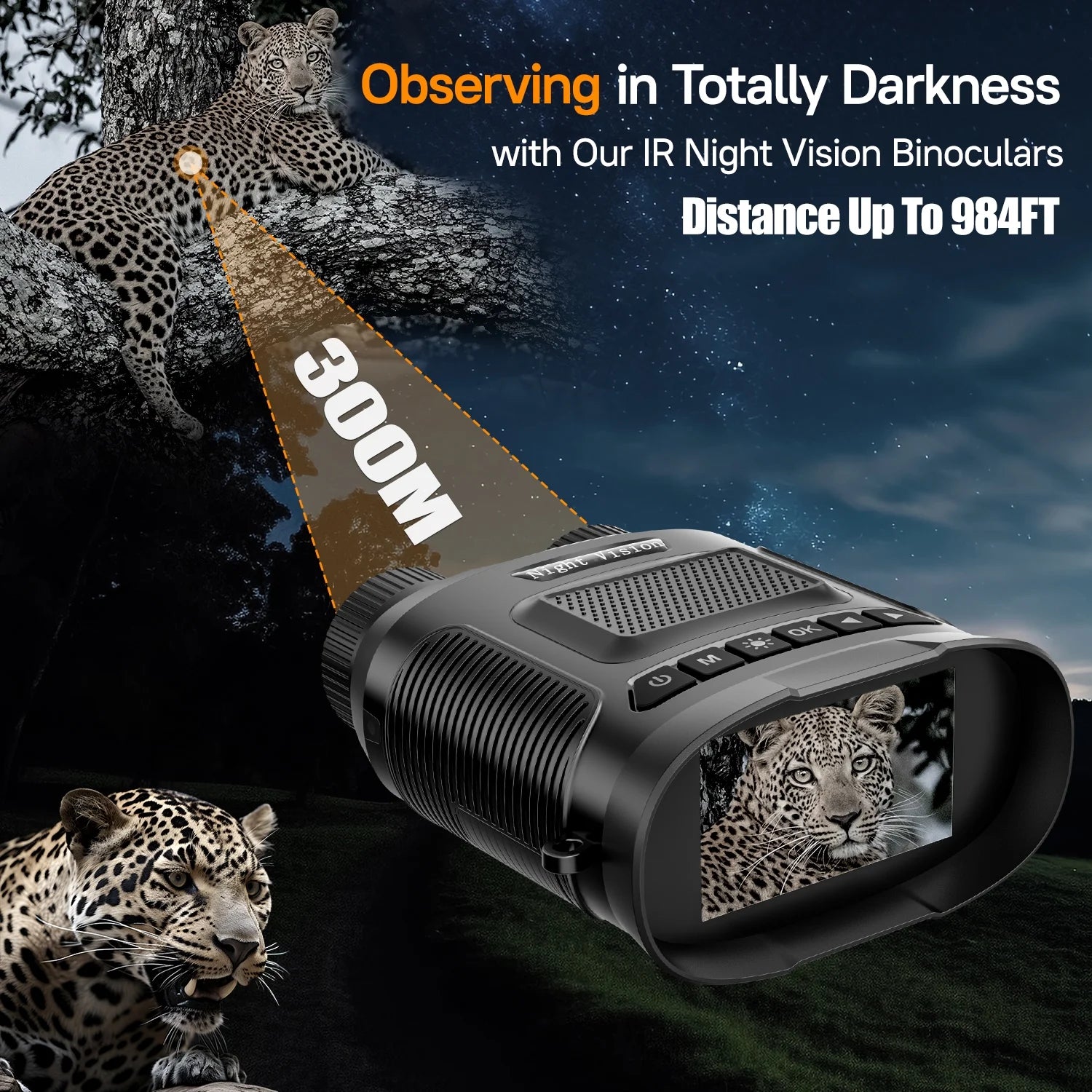 Night Vision Binoculars for Adults: 7 IR Infrared Levels, 3" IPS Night Vision Goggles for Day and Night, 32G SD Card for Photo & Video, 8X Digital Binoculars for Hunting Wildlife Watching