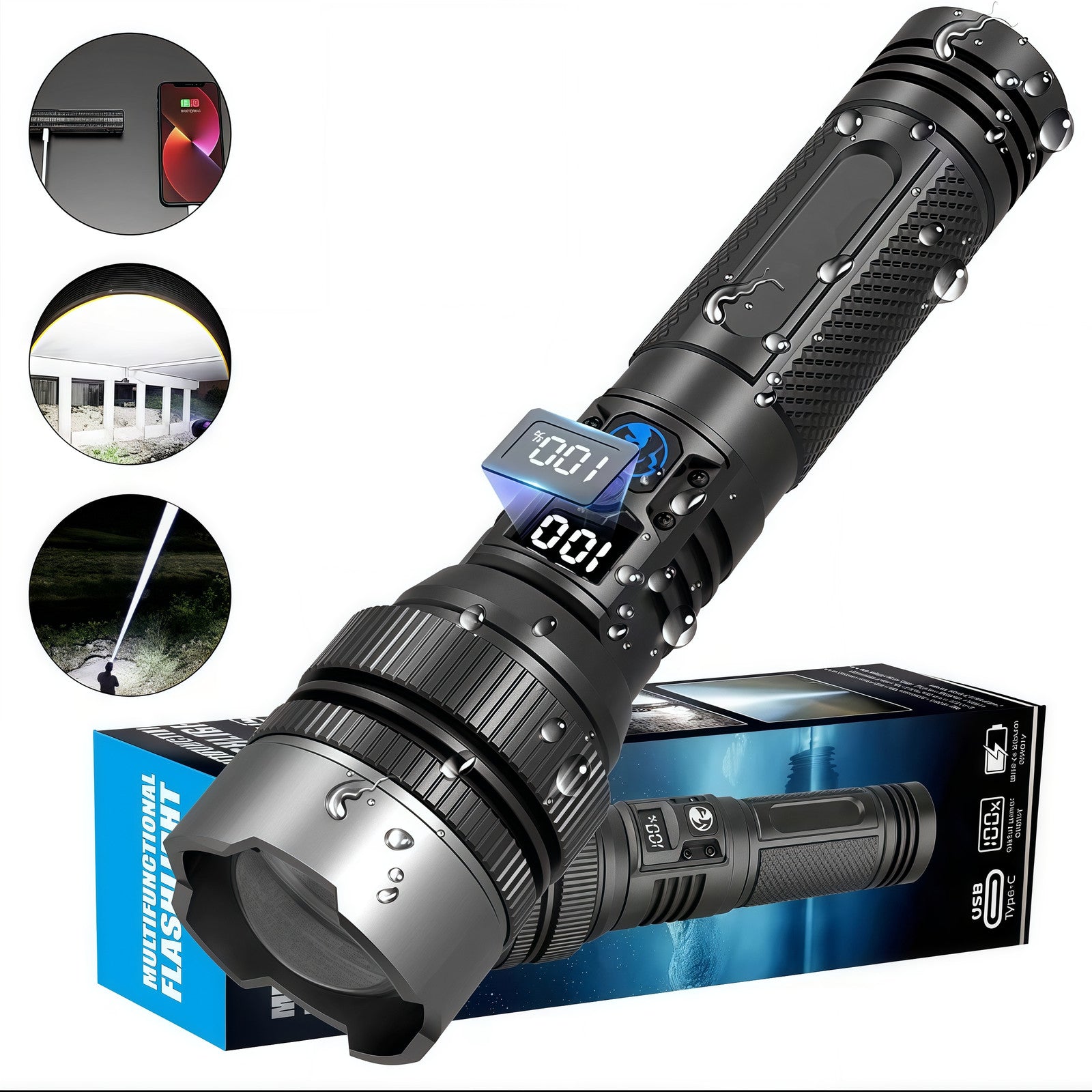 1-50Pack 50000000LM Super Bright LED Tactical Flashlight Rechargeable Work Light