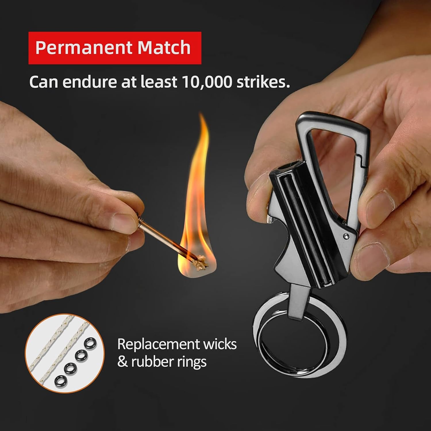 2 Pack Permanent Match Infinity Lighter with Multitool Keychain Bottle Opener